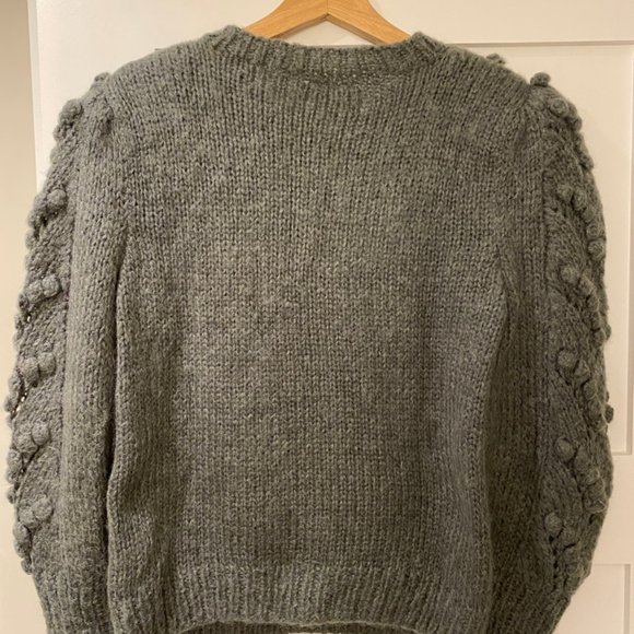 VINTAGE Ethos Grey Puff Sleeve Sweater Size S - Picture 2 of 6